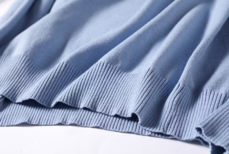 毎日身に着けたい　コットン100　下着ニット　モックネック　セーター　11カラー展開　ライトサックス211001-04