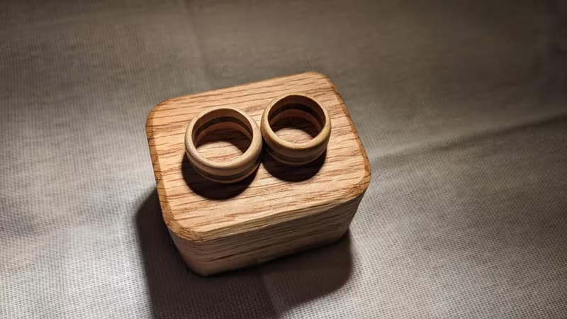 雙色木對戒 設有戒指盒 情侶朋友手工訂製