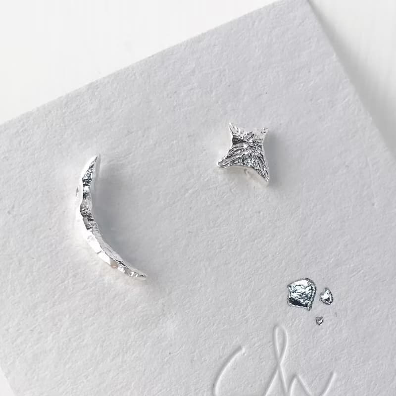 新月與星耳環 Moon & Star Earring 旅程系列 925純銀
