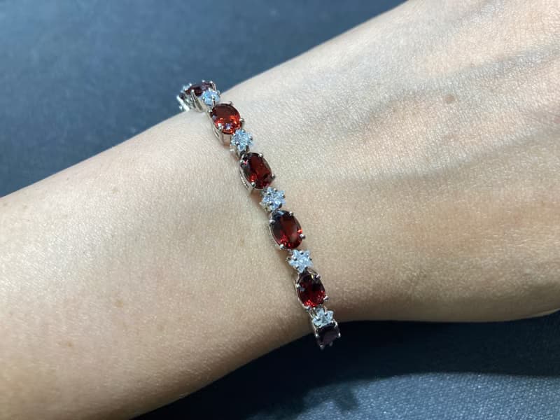 星耀 在台現貨 天然 石榴石 手鍊 印度製 925純銀