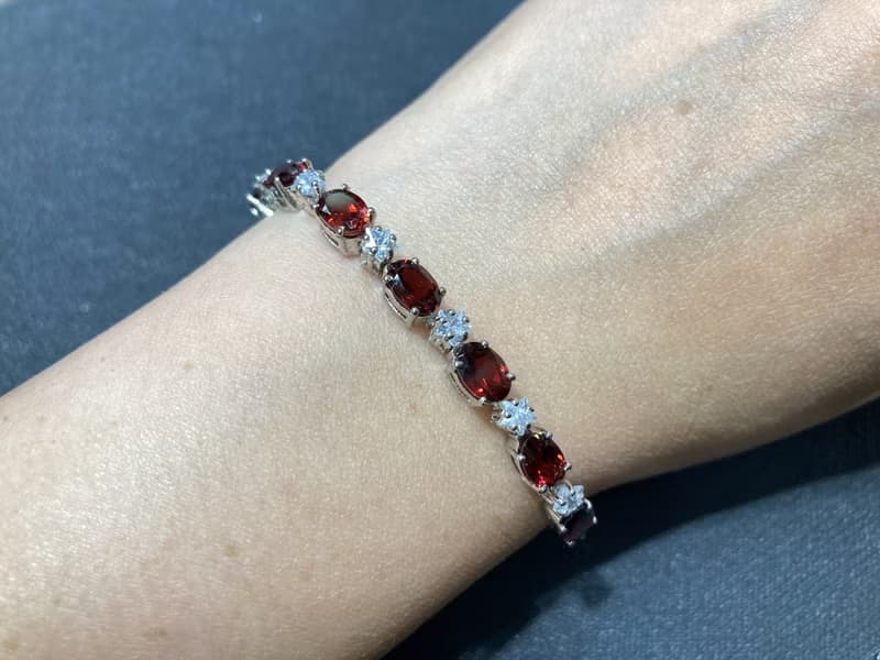 星耀 在台現貨 天然 石榴石 手鍊 印度製 925純銀