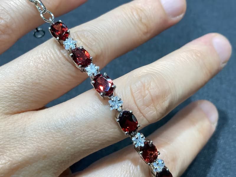 星耀 在台現貨 天然 石榴石 手鍊 印度製 925純銀