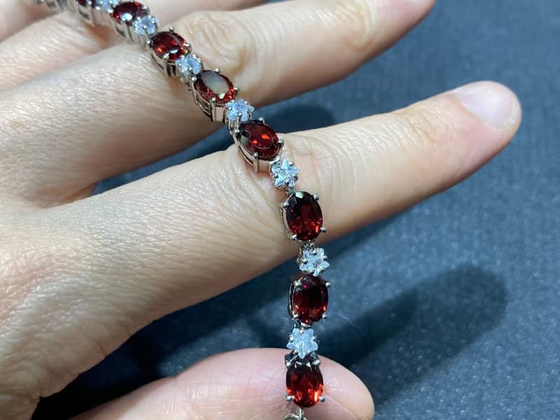 星耀 在台現貨 天然 石榴石 手鍊 印度製 925純銀