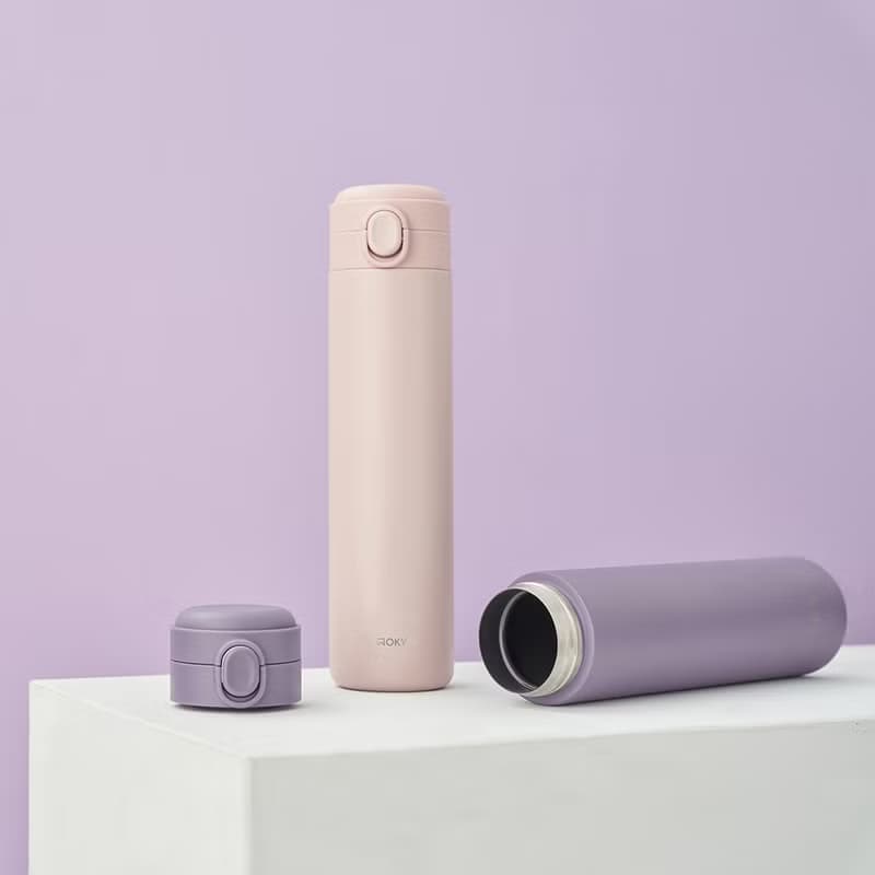 【WOKY沃廚】輕量輕芯鈦瓷易潔層彈蓋保溫瓶600ml (5色可選)