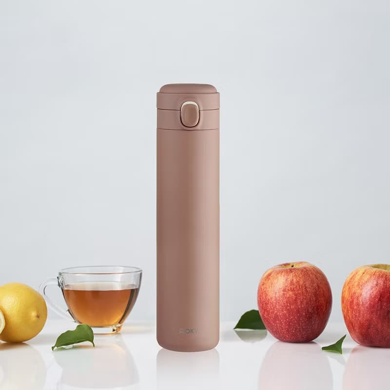 【WOKY沃廚】輕量輕芯鈦瓷易潔層彈蓋保溫瓶600ml (5色可選)