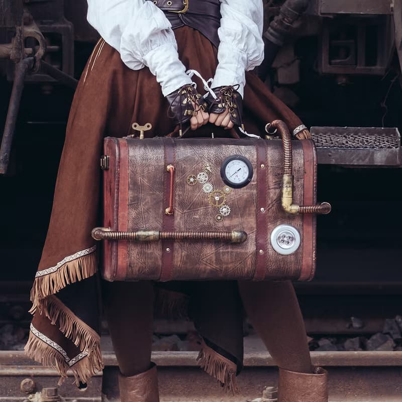 蒸汽朋克 道具 復古 行李箱 木箱 手提箱 旅行箱子