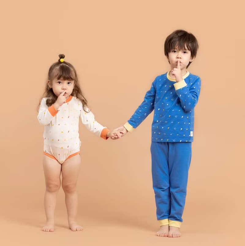 【福袋】印花樂X麗嬰房童裝 長袖內搭套裝/呼呼熱甜湯/小豆紋藍色