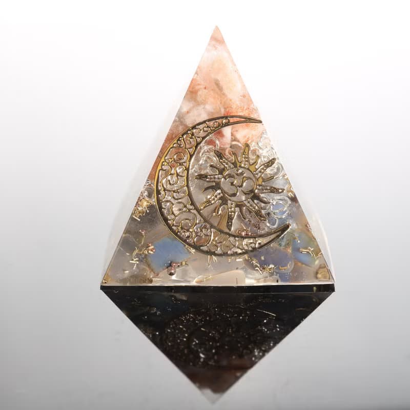【母親節禮物】日月爭輝奧剛金字塔小夜燈Orgonite水晶療癒奧根塔