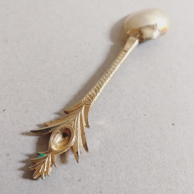 美國古董老物 Aloha Hawaii 夏威夷鳳梨造型 金色紀念茶湯匙