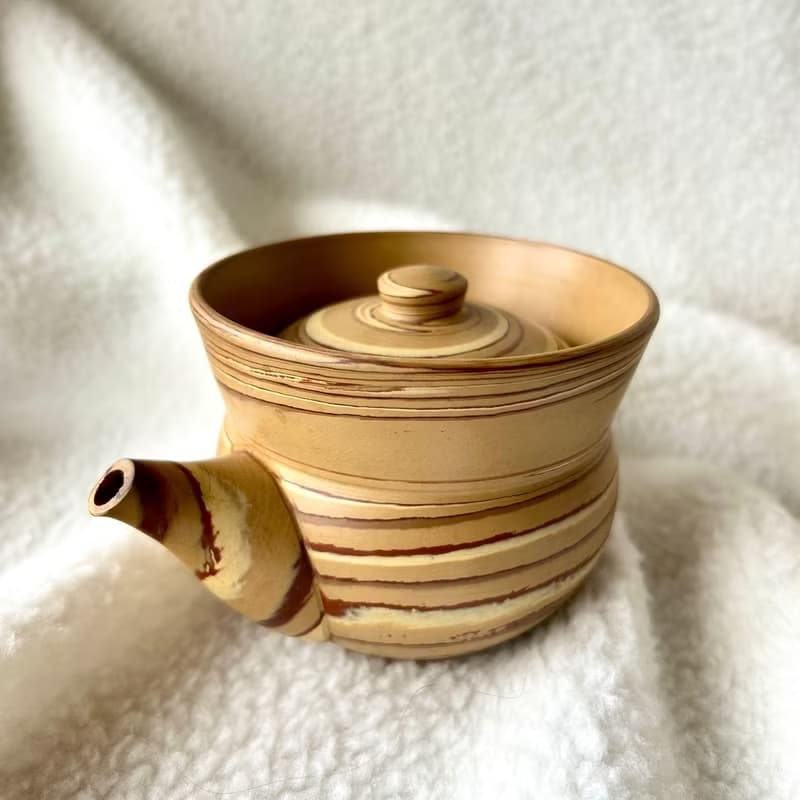 日本 昭和時期常滑燒紋泥茶具組│落款石仙 茶壺 茶海 茶杯