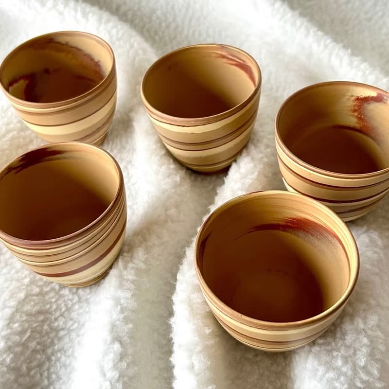 日本 昭和時期常滑燒紋泥茶具組│落款石仙 茶壺 茶海 茶杯
