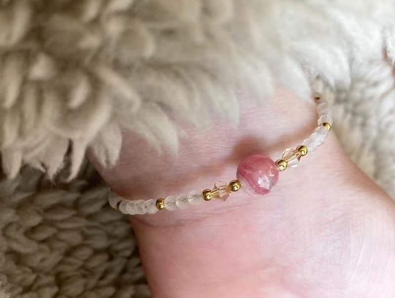 提升個人魅力及愛情能量紅紋石配月亮石水晶手鍊