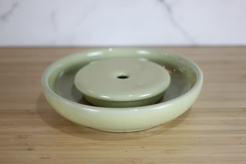 【送禮好物】16cm 米黃 官窯 乾泡台 壺承 名家葉敏祥手工作品