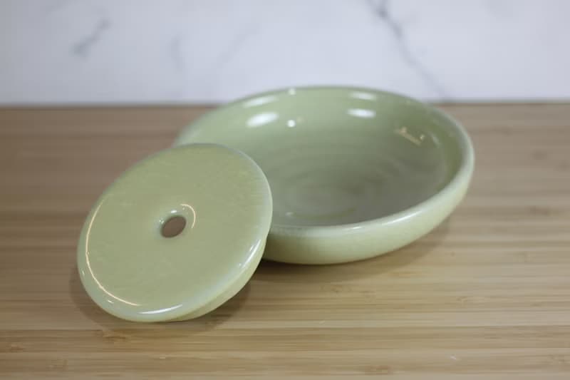 【送禮好物】16cm 米黃 官窯 乾泡台 壺承 名家葉敏祥手工作品