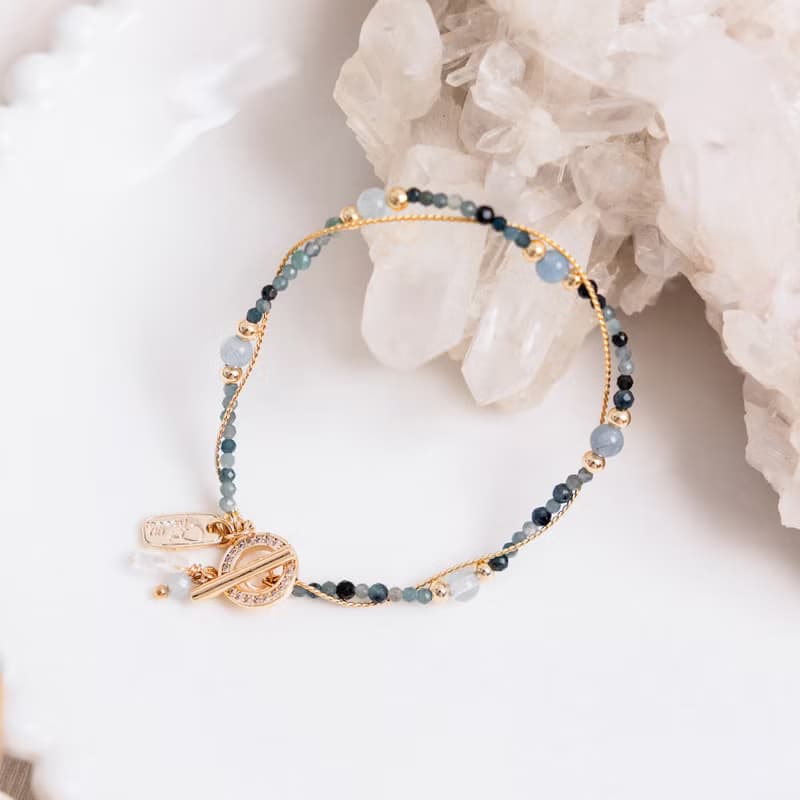 正能量 x 海藍寶 藍碧璽 月光石 鋯石【牽牛花 • 短暫的愛】手鍊