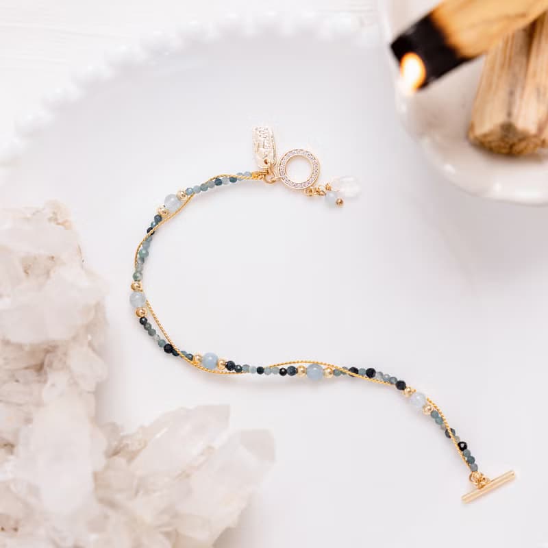 正能量 x 海藍寶 藍碧璽 月光石 鋯石【牽牛花 • 短暫的愛】手鍊