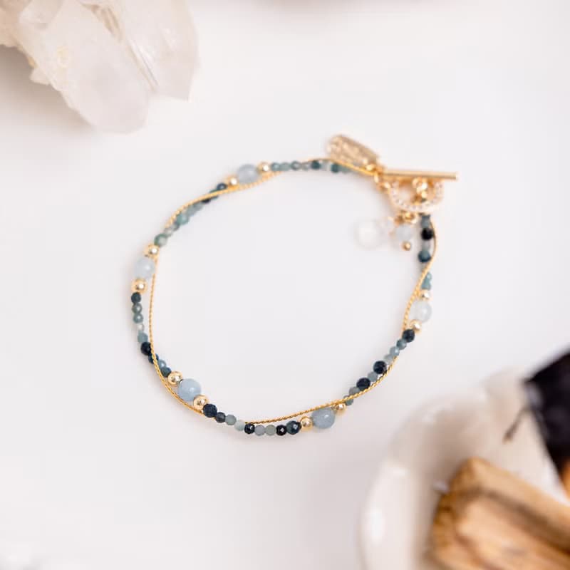 正能量 x 海藍寶 藍碧璽 月光石 鋯石【牽牛花 • 短暫的愛】手鍊