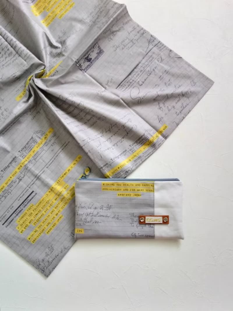 【FAW/萬用長夾(中)】手寫一封信 灰 日本帆布法國銀蔥 內有隔層