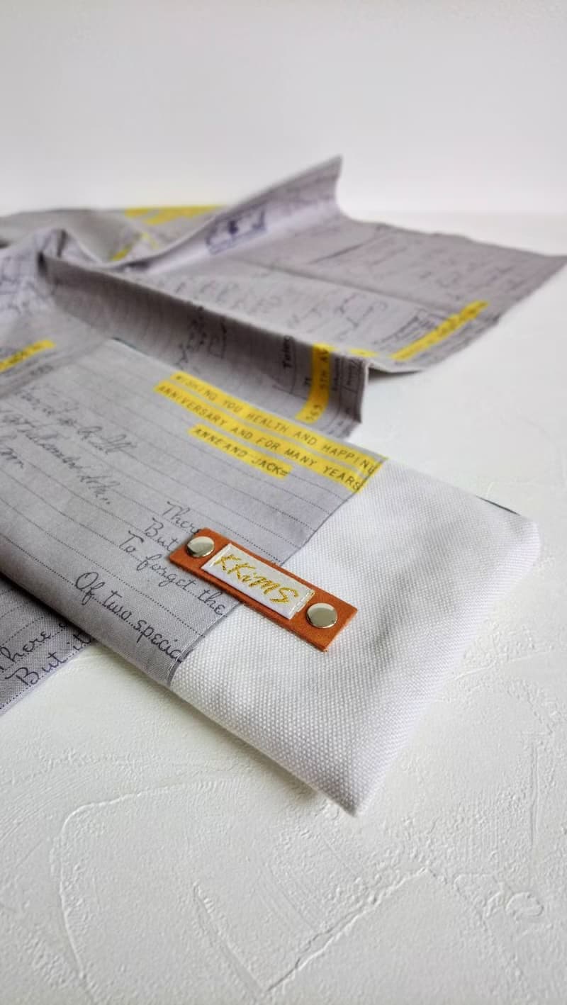 【FAW/萬用長夾(中)】手寫一封信 灰 日本帆布法國銀蔥 內有隔層