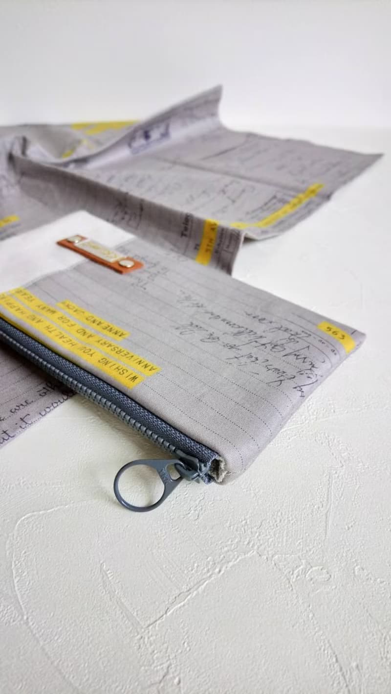 【FAW/萬用長夾(中)】手寫一封信 灰 日本帆布法國銀蔥 內有隔層
