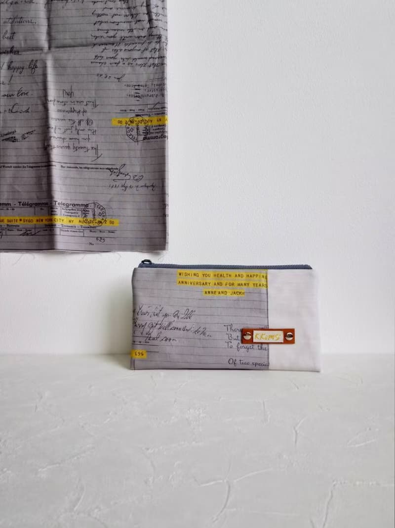 【FAW/萬用長夾(中)】手寫一封信 灰 日本帆布法國銀蔥 內有隔層