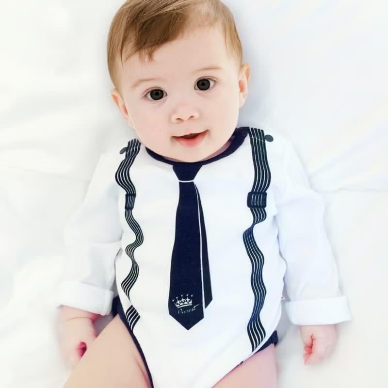 PUREST 小紳士 長袖領帶衣+西裝兜 寶寶彌月 嬰兒 新生兒禮盒組