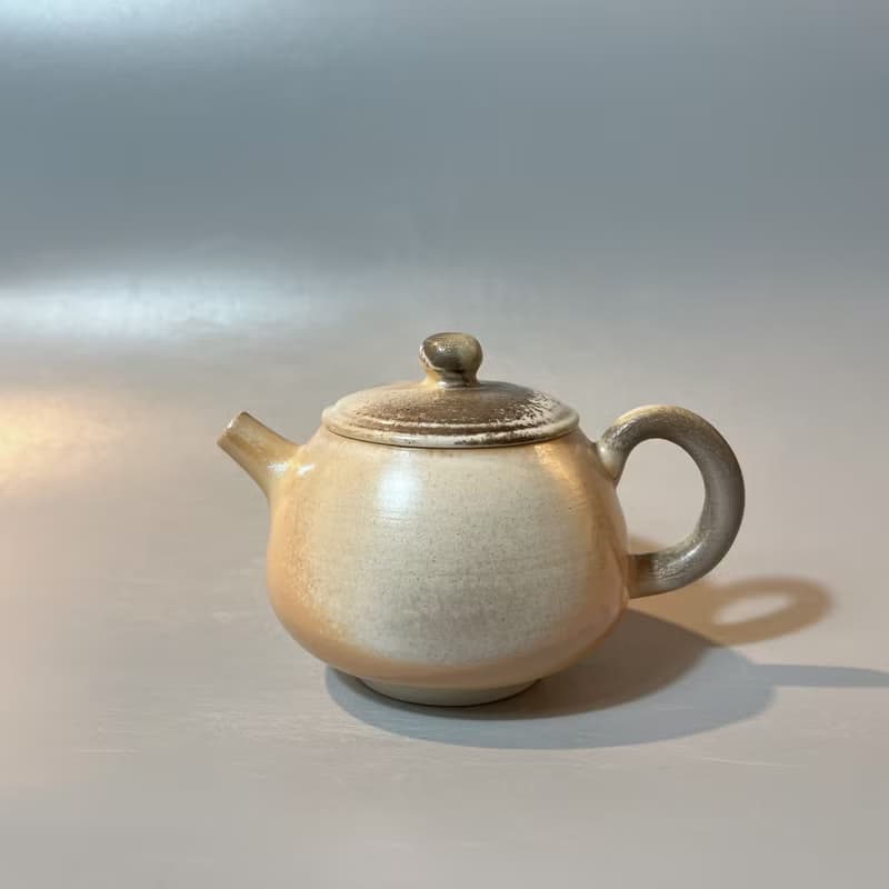 柴燒瓷土奶油系正把茶壺 / 柴燒茶具  / 小平凡手作