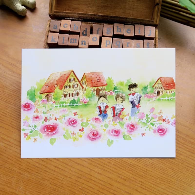玫瑰花園裡的手風琴聲 明信片