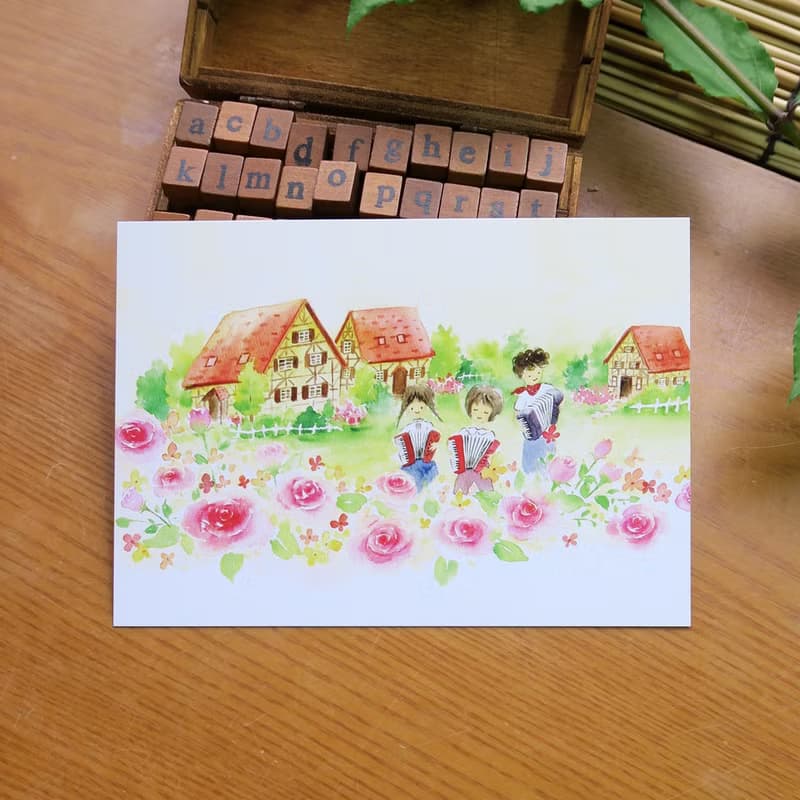 玫瑰花園裡的手風琴聲 明信片
