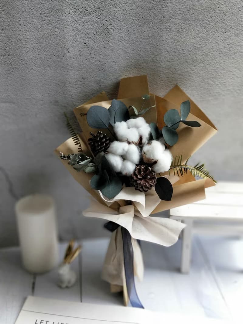 情人節棉花乾燥花束-畢業花束 畢業禮物畢業畢業 老師禮物