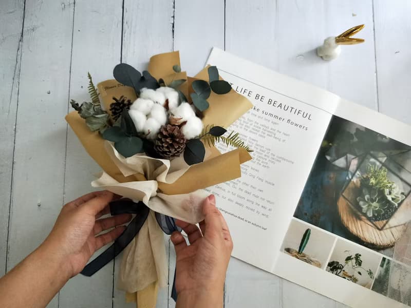 情人節棉花乾燥花束-畢業花束 畢業禮物畢業畢業 老師禮物