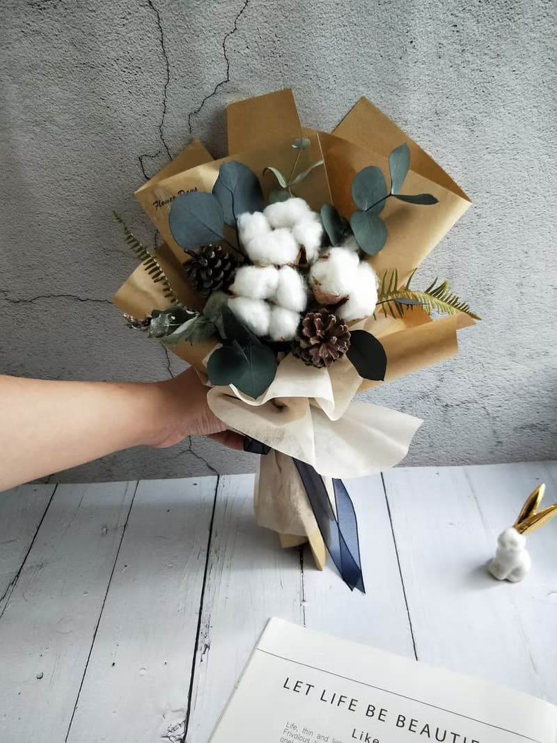 情人節棉花乾燥花束-畢業花束 畢業禮物畢業畢業 老師禮物