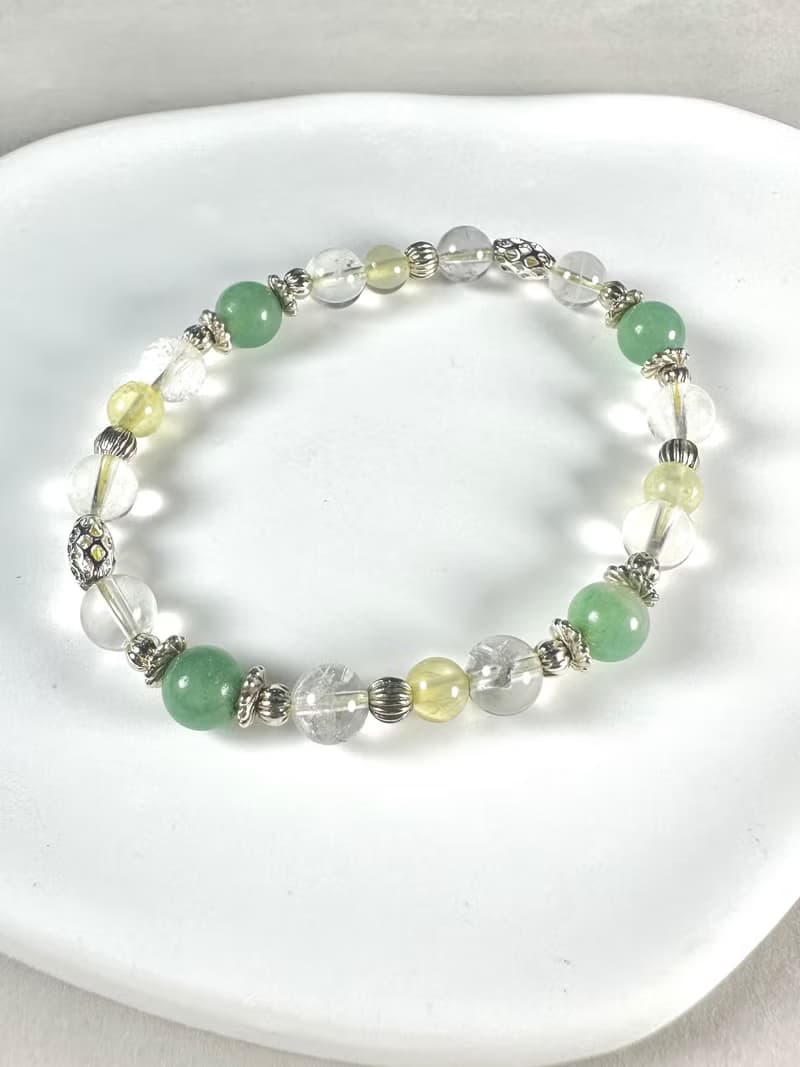 東陵玉 檸檬黃水晶 白水晶天然水晶手鍊/事業運 貴人運 思緒清晰