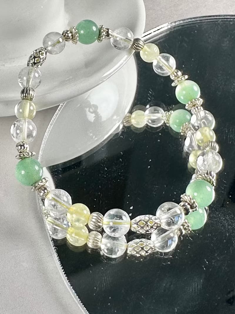 東陵玉 檸檬黃水晶 白水晶天然水晶手鍊/事業運 貴人運 思緒清晰