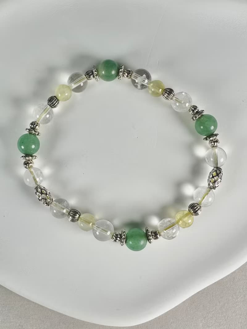 東陵玉 檸檬黃水晶 白水晶天然水晶手鍊/事業運 貴人運 思緒清晰