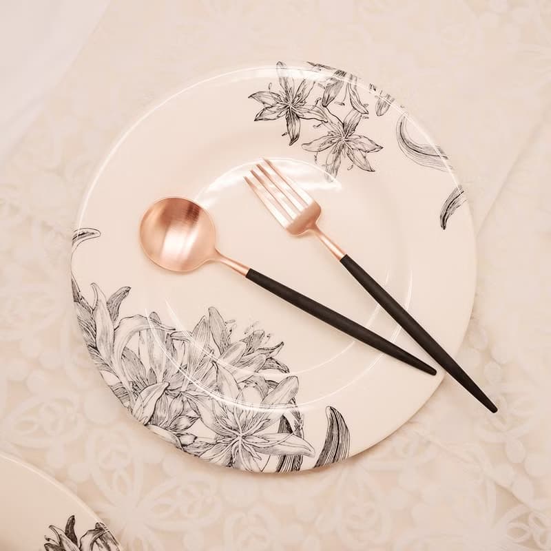 葡萄牙Cutipol GOA黑玫瑰金點心叉匙組