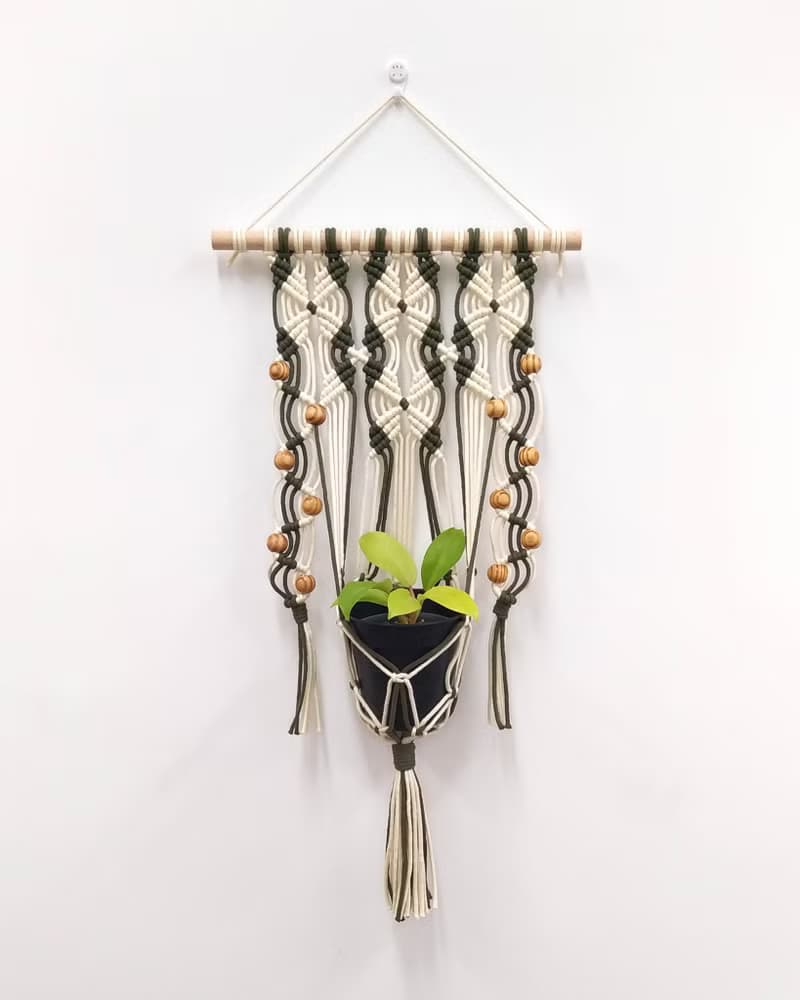 Macrame Plant Hanger 手工編織植物盆栽吊掛網【復古米/軍綠】