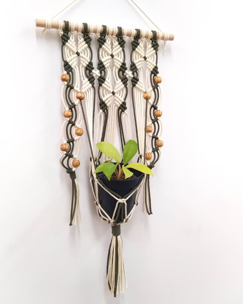 Macrame Plant Hanger 手工編織植物盆栽吊掛網【復古米/軍綠】