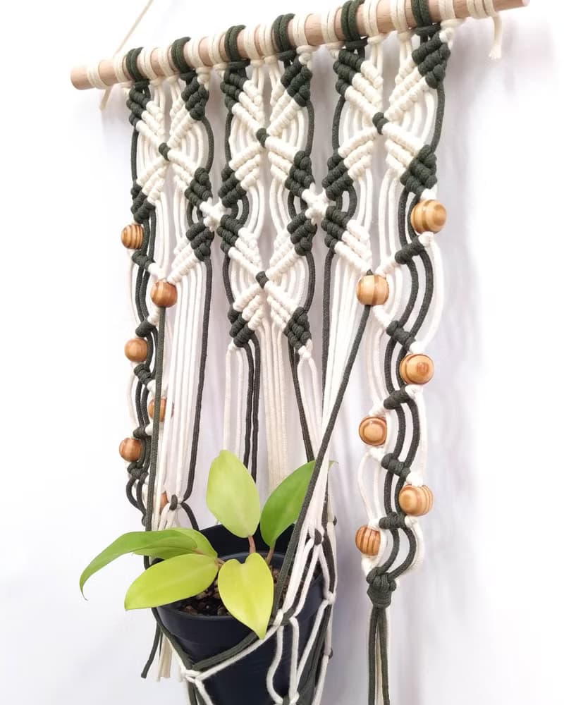 Macrame Plant Hanger 手工編織植物盆栽吊掛網【復古米/軍綠】