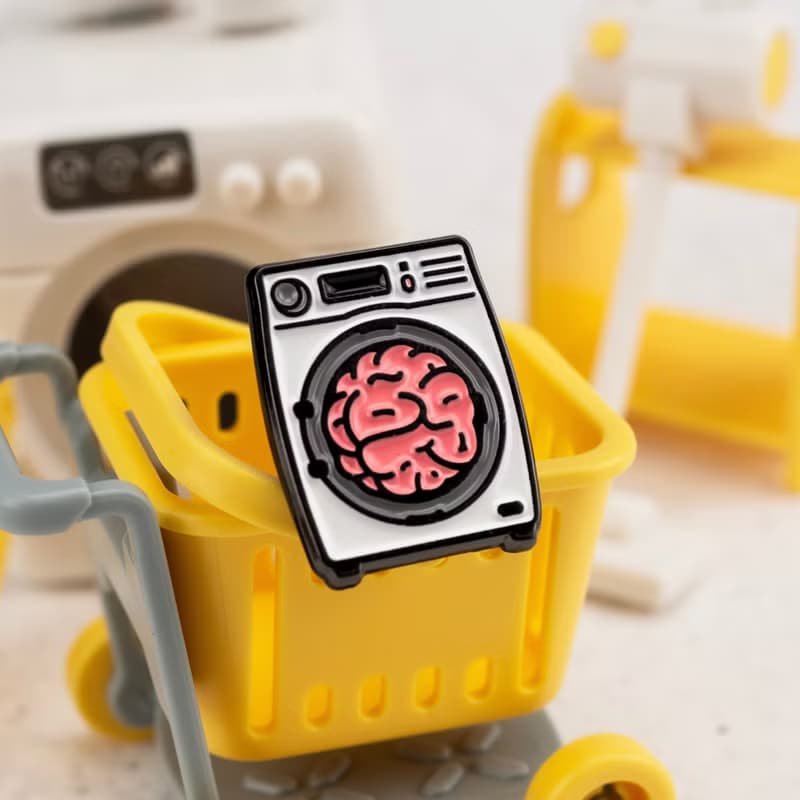 Brainwash Enamel Pin — Cute Laundry Pin | Gifts with Puns | Clean up your mind |