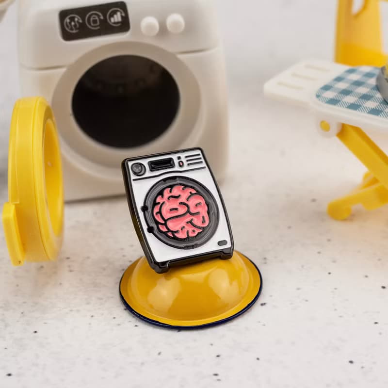 Brainwash Enamel Pin — Cute Laundry Pin | Gifts with Puns | Clean up your mind |