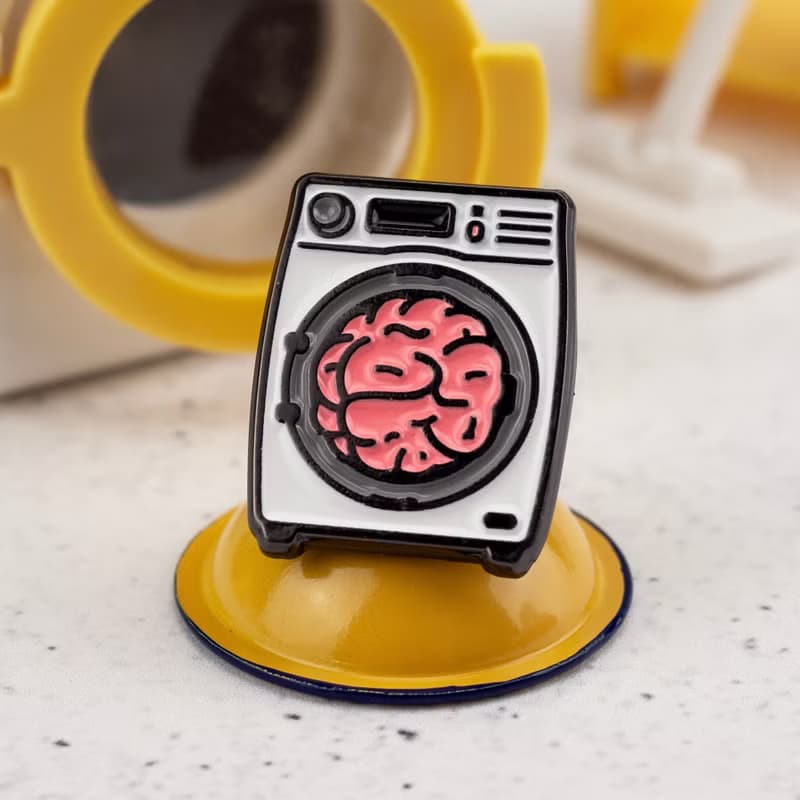 Brainwash Enamel Pin — Cute Laundry Pin | Gifts with Puns | Clean up your mind |