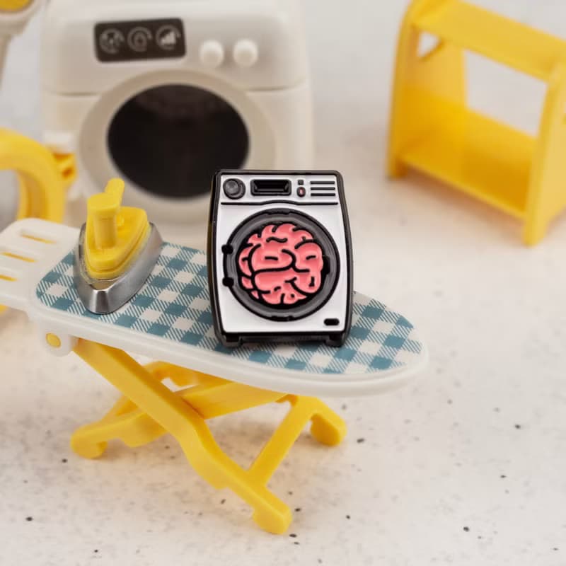 Brainwash Enamel Pin — Cute Laundry Pin | Gifts with Puns | Clean up your mind |