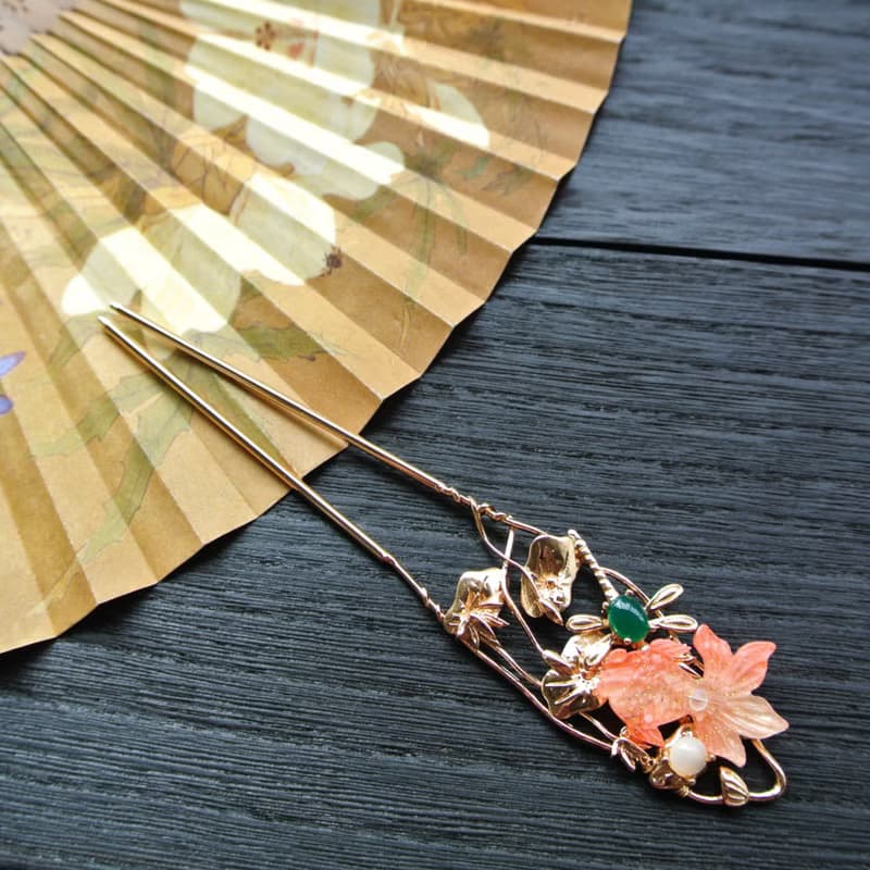 【墨徽閣】魚戲荷葉髮釵
