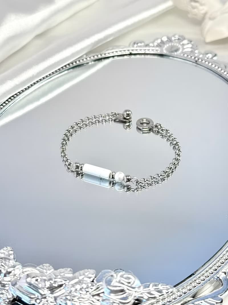 True White 白紋石好運手鍊 - 醫療鋼配飾/天然石/ 白紋石