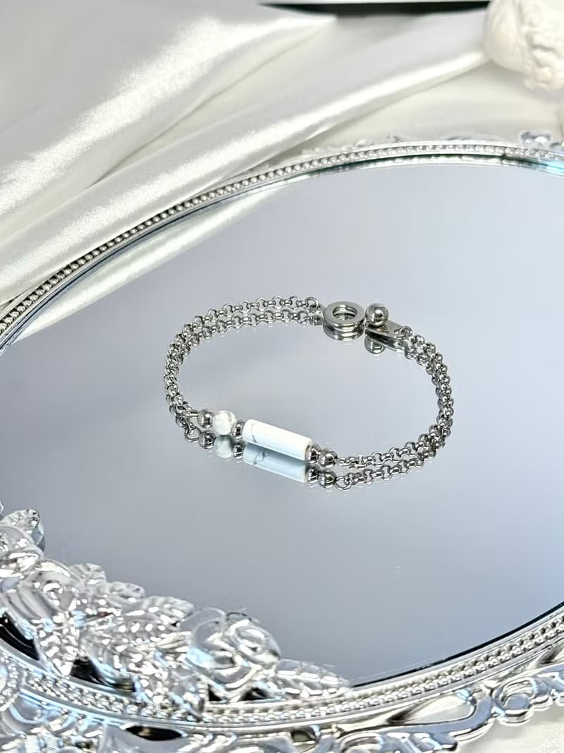 True White 白紋石好運手鍊 - 醫療鋼配飾/天然石/ 白紋石