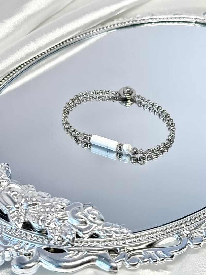 True White 白紋石好運手鍊 - 醫療鋼配飾/天然石/ 白紋石