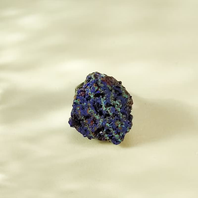 藍銅礦活口戒指 隨形原石標本 星光閃片手工指環 S925銀 意識靈性