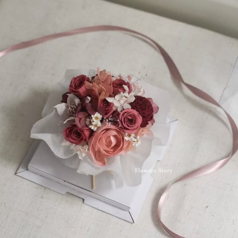 /蛋糕花禮/蛋糕花 生日 送禮 乾燥花 玫瑰花 畢業 求婚 教師節