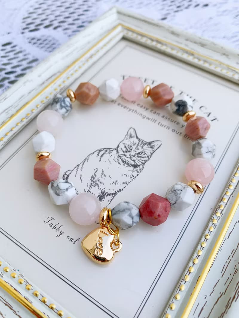 白松石/薔薇輝石/粉水晶 手作設計款能量水晶手鍊